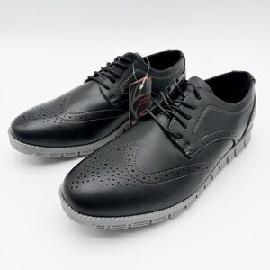 Deer Stags Corvallis Wingtip Oxford Dress Shoes Comfort Sole Black Gray 9.5 NEW